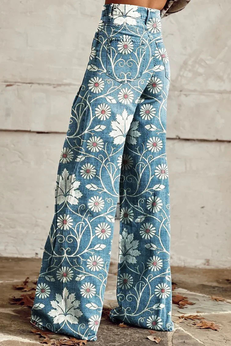 Alina Dame Boho Vintage Bukser – Luftige Vintage-Bukser med Vide Ben & Trendy Boho-Prints