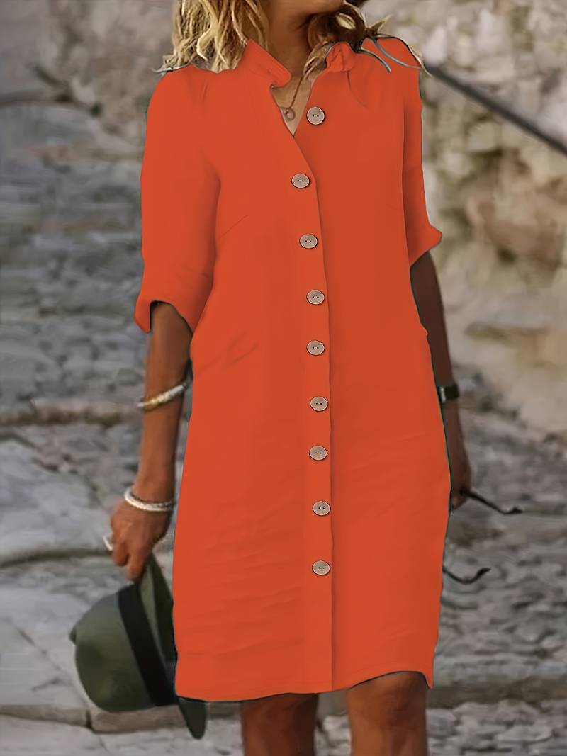 Isabella midi-kjole til kvinder – Elegant, casual kjole med et enkelt design og behagelig pasform