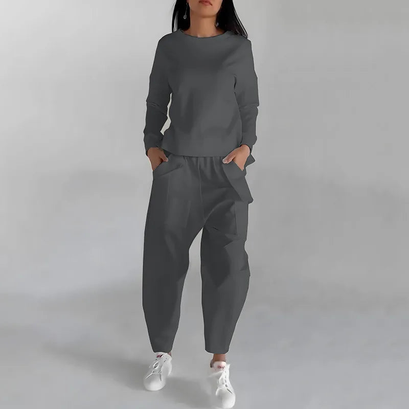 Marley Dameset – Stilfuldt og Komfortabelt To-delt Outfit med Moderigtige Detaljer